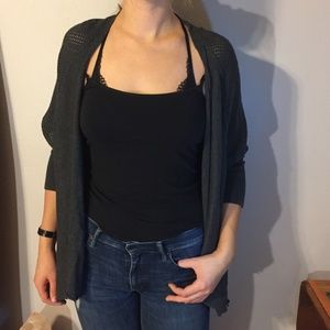 Dark Blue/Grey Quarter Sleeve Cardigan